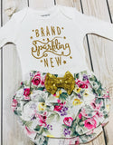 Newborn outfit brand sparkling new, newborn girl coming home outfit, newborn shirt