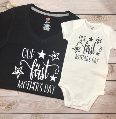 Our First Mother’s Day shirts, first Mother’s Day matching mom & baby Mother’s Day shirts