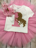 First birthday unicorn outfit girl, unicorn shirt, 1st birthday unicorn outfit girl, baby girl clothing, pink tutu outfit