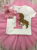 First birthday unicorn outfit girl, unicorn shirt, 1st birthday unicorn outfit girl, baby girl clothing, pink tutu outfit