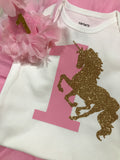 First birthday unicorn outfit girl, unicorn shirt, 1st birthday unicorn outfit girl, baby girl clothing, pink tutu outfit