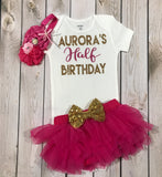 Baby girl six month clothes, six month birthday baby girl, girls' clothing six month outfit, baby girls clothing, one half baby girls' outfit, pink one half outfit, 1/2 birthday shirt girl