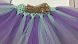 First birthday outfit in mint and purple, gold glitter shoes, purple and mint tutu, 1st birthday girl outfit