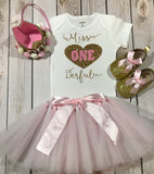 Miss ONE derful outfit baby girl, first birthday outfit pink, crown headband, gold glitter shoes first birthday, 1st birthday party pink