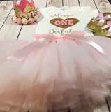 Miss ONE derful outfit baby girl, first birthday outfit pink, crown headband, gold glitter shoes first birthday, 1st birthday party pink