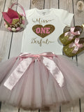 Miss ONE derful outfit baby girl, first birthday outfit pink, crown headband, gold glitter shoes first birthday, 1st birthday party pink